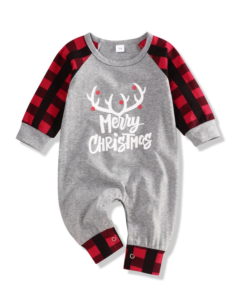 Hipea Newborn Baby Boy Christmas Clothes My First Christmas Outfit Plaid Romper Sleeve Jumpsuit Infant Outfit - Image 1